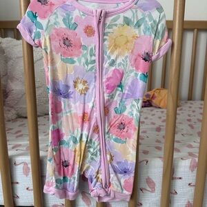 Little Sleepies Watercolor Meadow Shorty Zippy